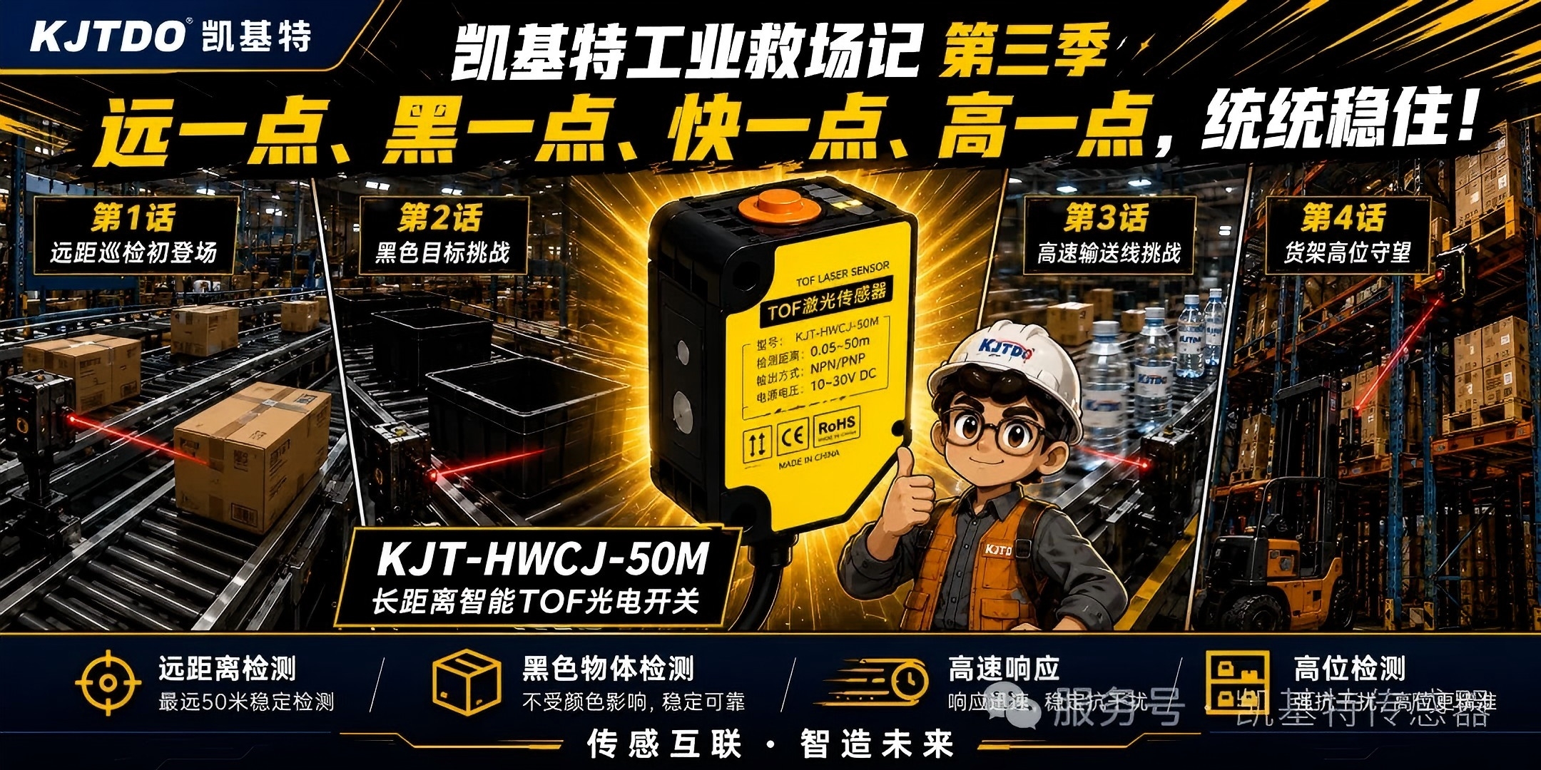 凯基特工业救场记｜KJT-50M TOF激光光电传感器